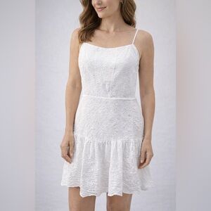 Mi Ami for Francesca’s White Eyelet Lace Fit & Flare Dress – Size L 100% Cotton